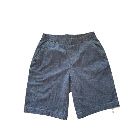 Lands' End Blue Chambray Shorts Womens Sz 6 Pull On Mid Rise Woven Cotton - Picture 1 of 6